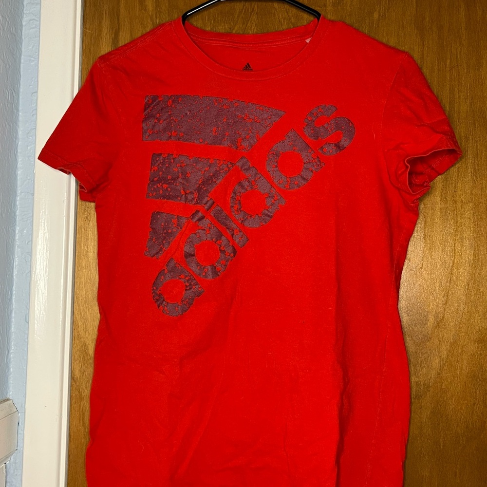 Adidas Red Tee with Bold Logo